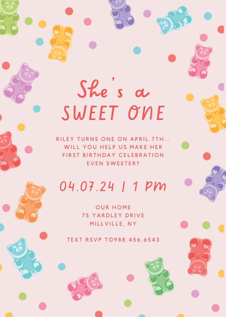 Gummy bears everywhere - invitación para fiesta