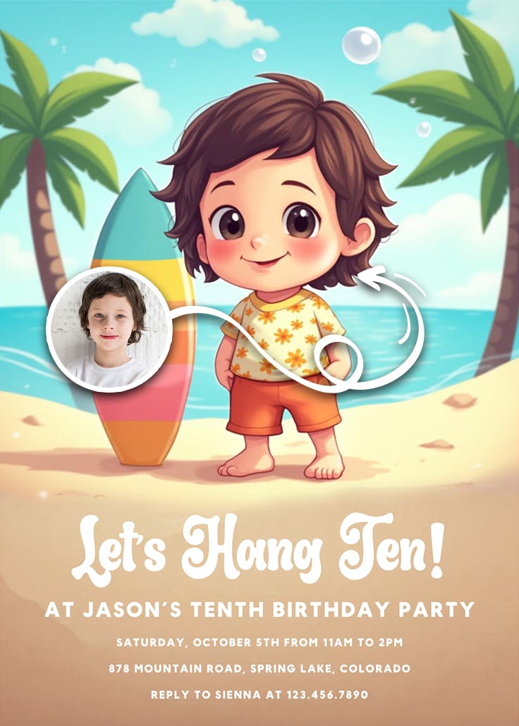 Hang ten - invitation