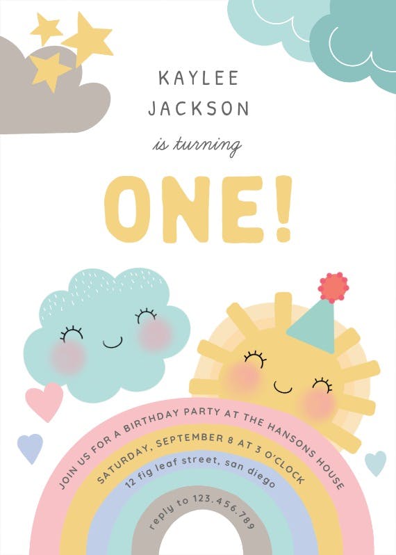 Happy rainbow - birthday invitation
