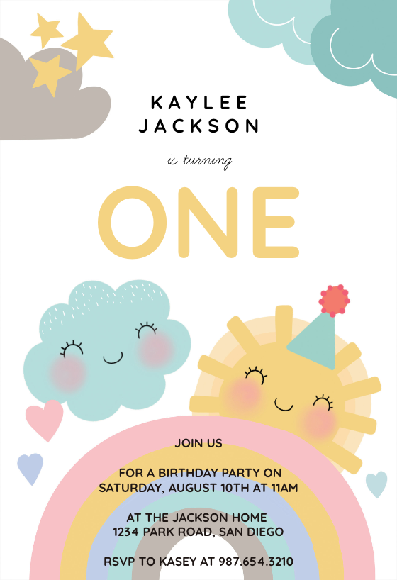 Retro Rainbow Party Invitations Printable PDF download