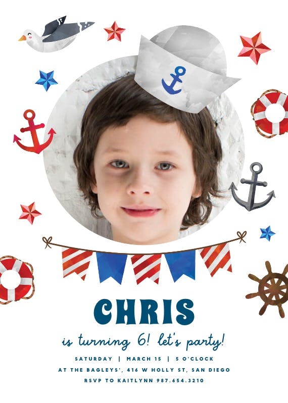 Happy sailor - birthday invitation