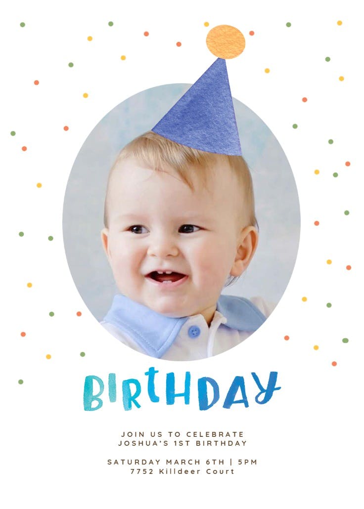 Hat & polka dots - birthday invitation