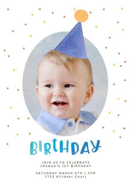 Hat & polka dots - Birthday Invitation