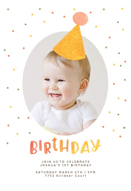 Hat & Polka Dots - Birthday Invitation Template (Free) | Greetings Island