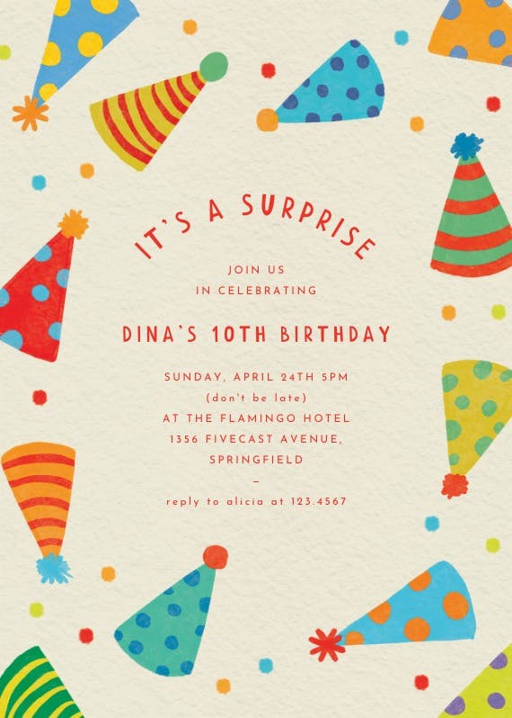Hats in the air - party invitation