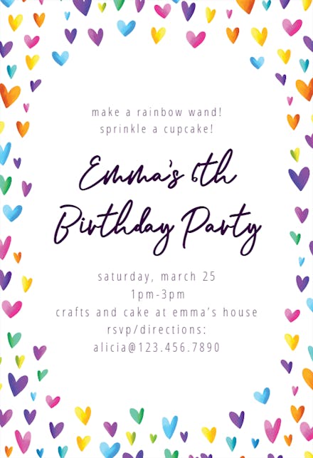 Heart Border - Birthday Invitation