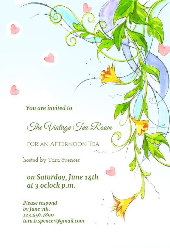 Hearts floral -  invitation template
