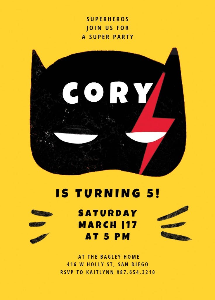 Hero mask - printable party invitation