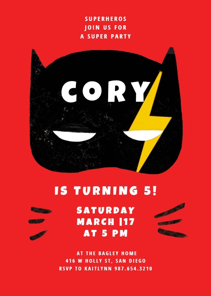 Hero mask - printable party invitation