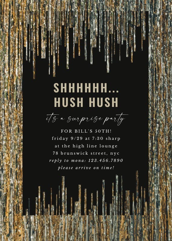 Hush hush - birthday invitation