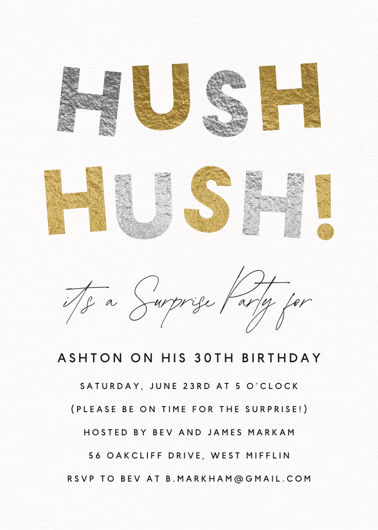 Hush hush - invitation