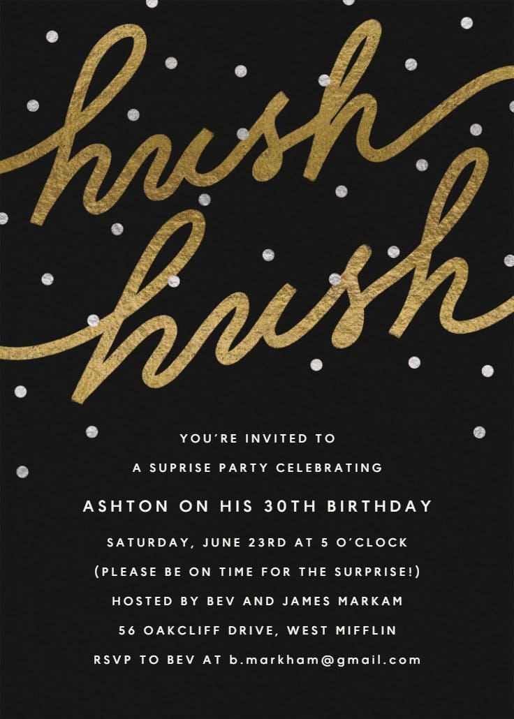 Hush hush script - invitation