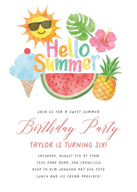 Ice cream - pool party invitation