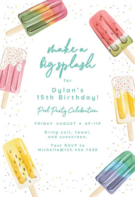 Ice Cream Frame - Pool Party Invitation