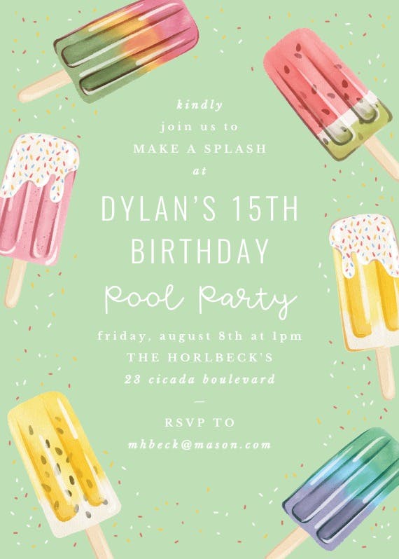 Ice cream frame - invitación para pool party