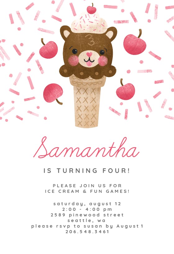 Ice cream treat - birthday invitation