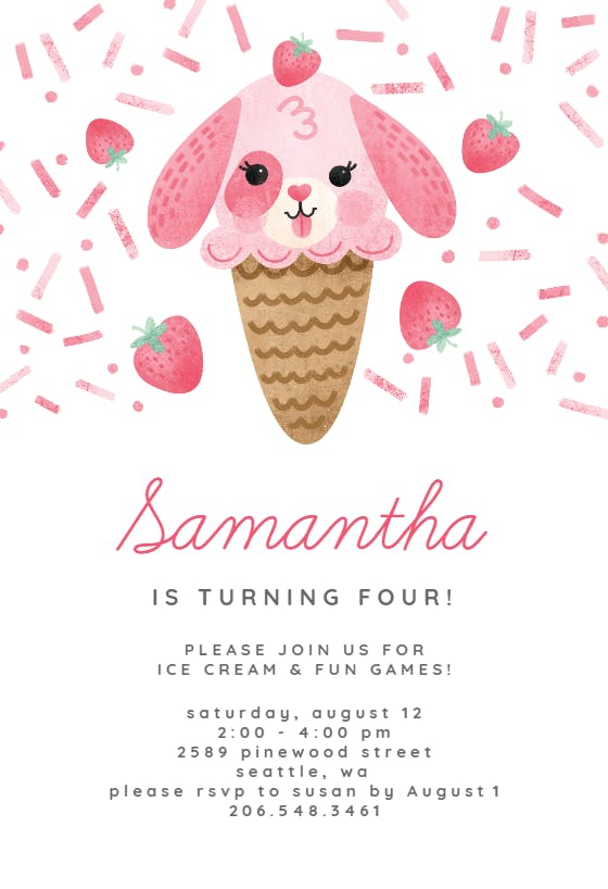 Ice cream treat - birthday invitation
