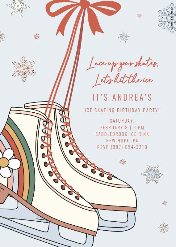 Ice skating party - birthday invitation