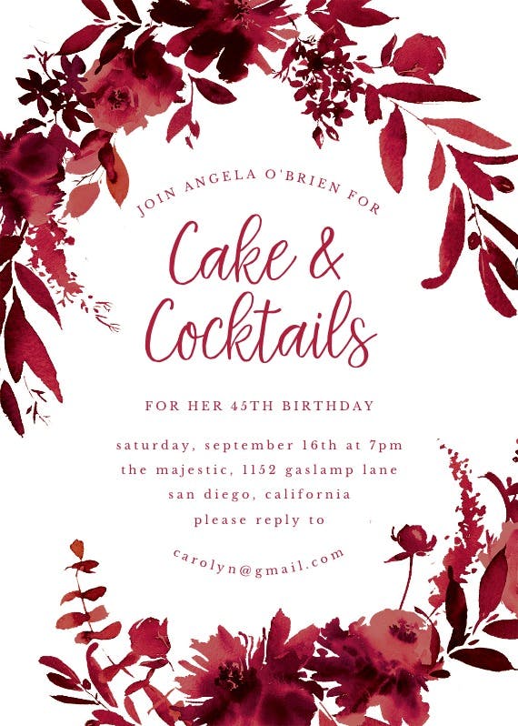 Indigo flowers - cocktail party invitation