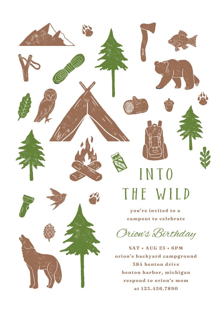 Into the wild - printable party invitation