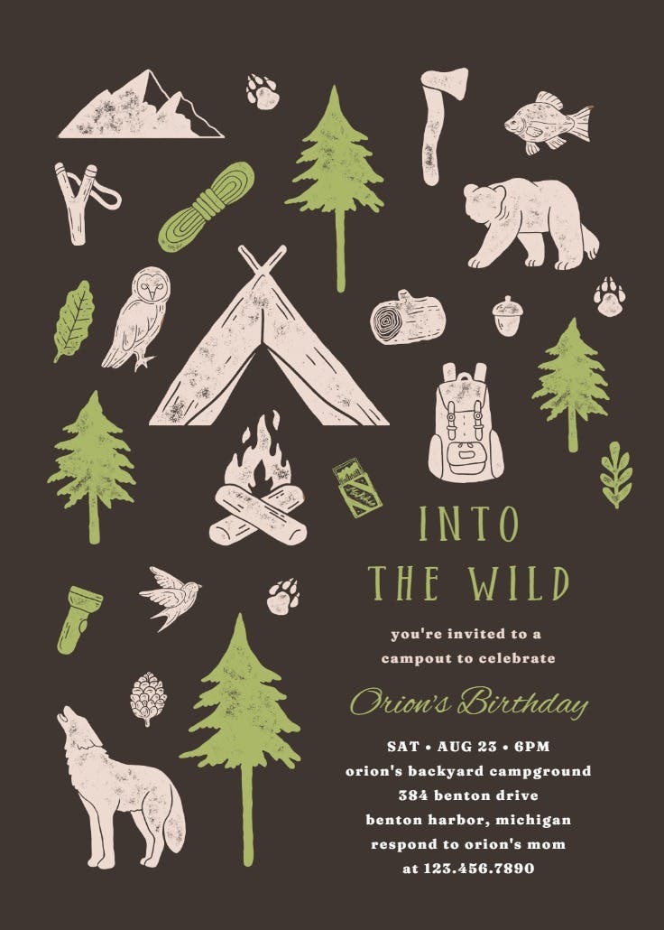 Into the wild - invitación para fiesta