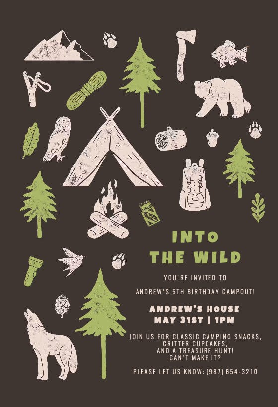 Into the wild - printable party invitation