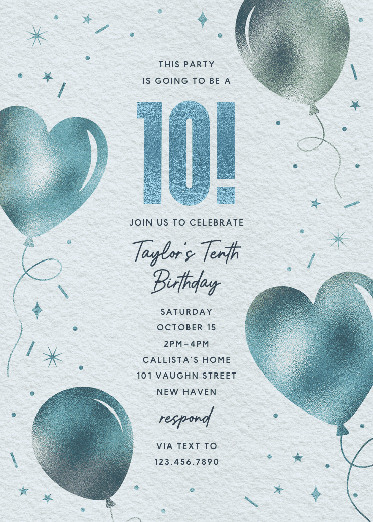Iridescent balloons - invitación de cumpleaños