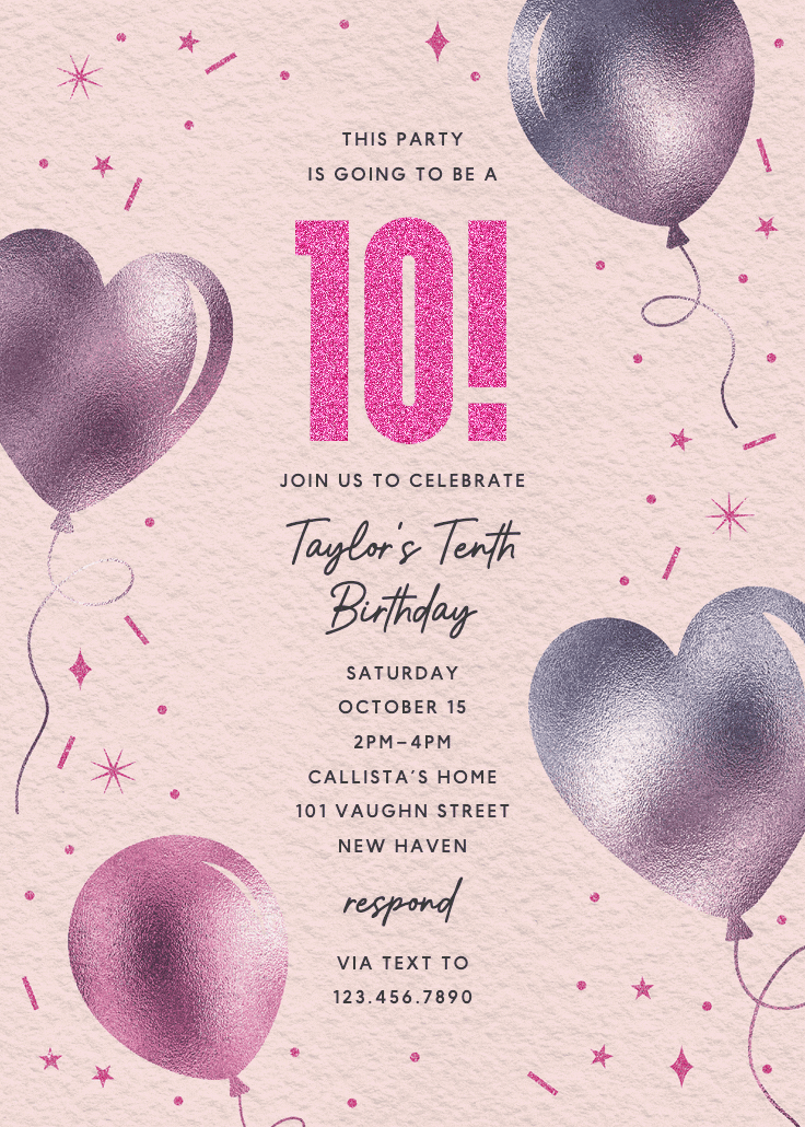 Iridescent balloons - invitación de cumpleaños