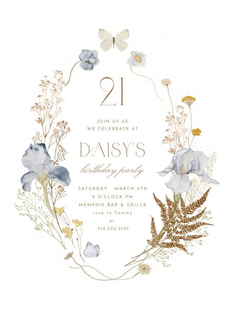 Iris wreath - birthday invitation