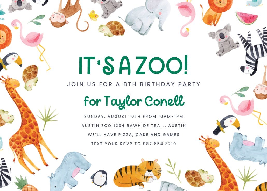 Its a zoo - invitación de fiesta