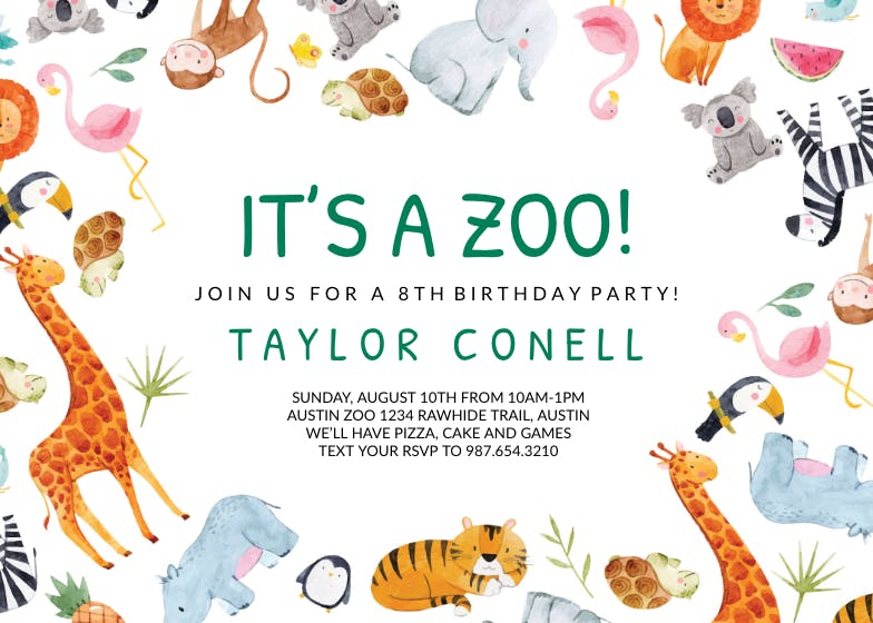 Its A Zoo - Birthday Invitation Template (Free) | Greetings Island