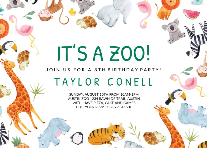 Its a zoo - printable party invitation