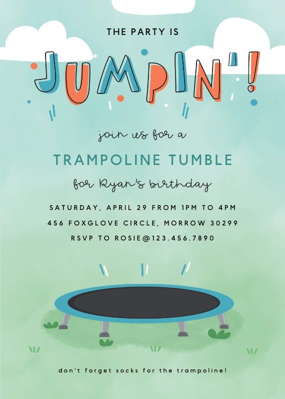 Jumbo jumps - birthday invitation