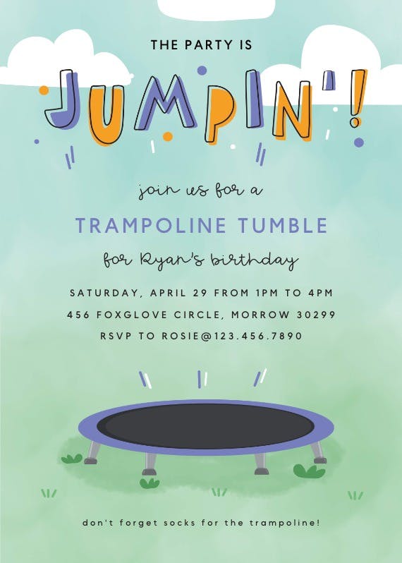 Jumbo jumps - birthday invitation