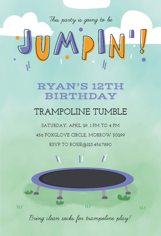 Jumbo Jumps - Birthday Invitation Template (Free) | Greetings Island