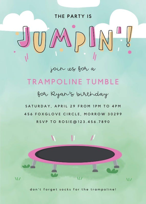 Jumbo jumps - party invitation