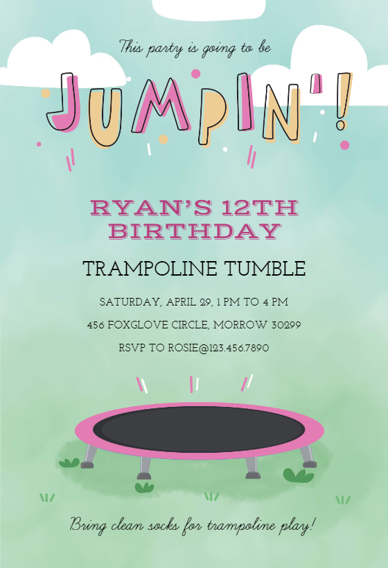Jumbo Jumps Birthday Invitation Template (Free) Greetings Island