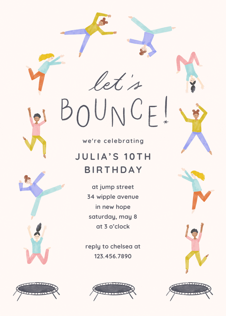 Jump birthday party - birthday invitation