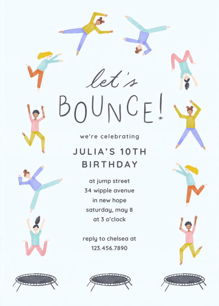 Jump birthday party - birthday invitation