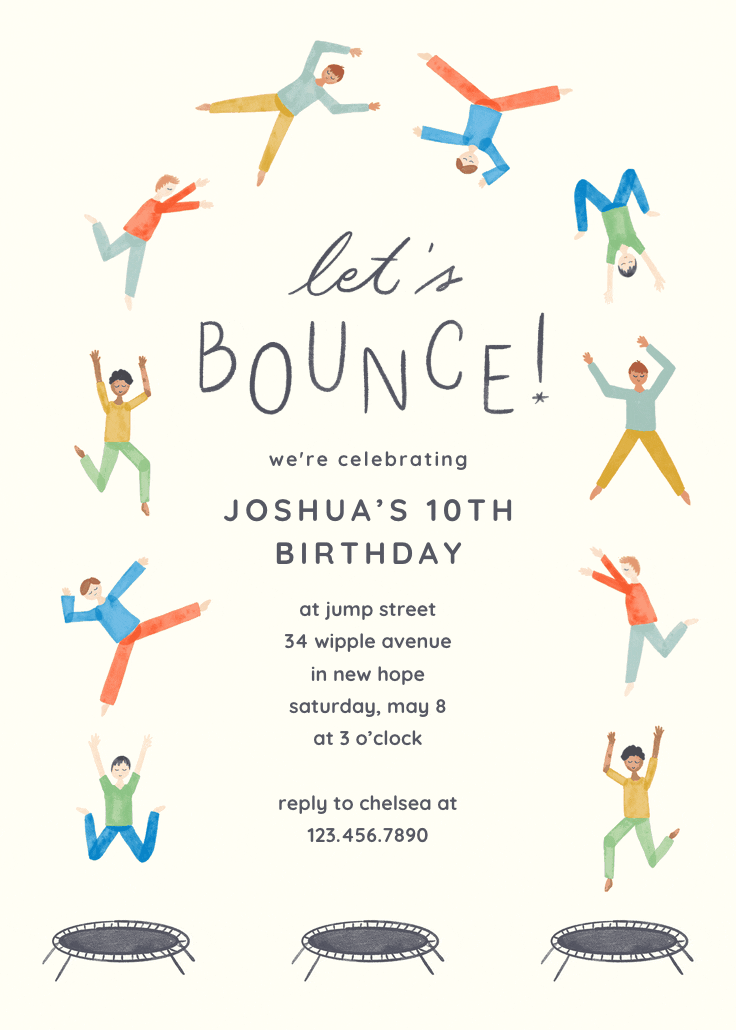 Jump birthday party - birthday invitation