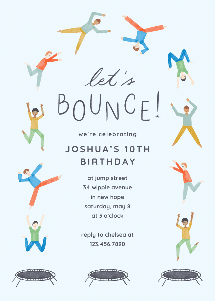 Jump birthday party - birthday invitation