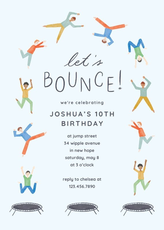 Jump birthday party - birthday invitation