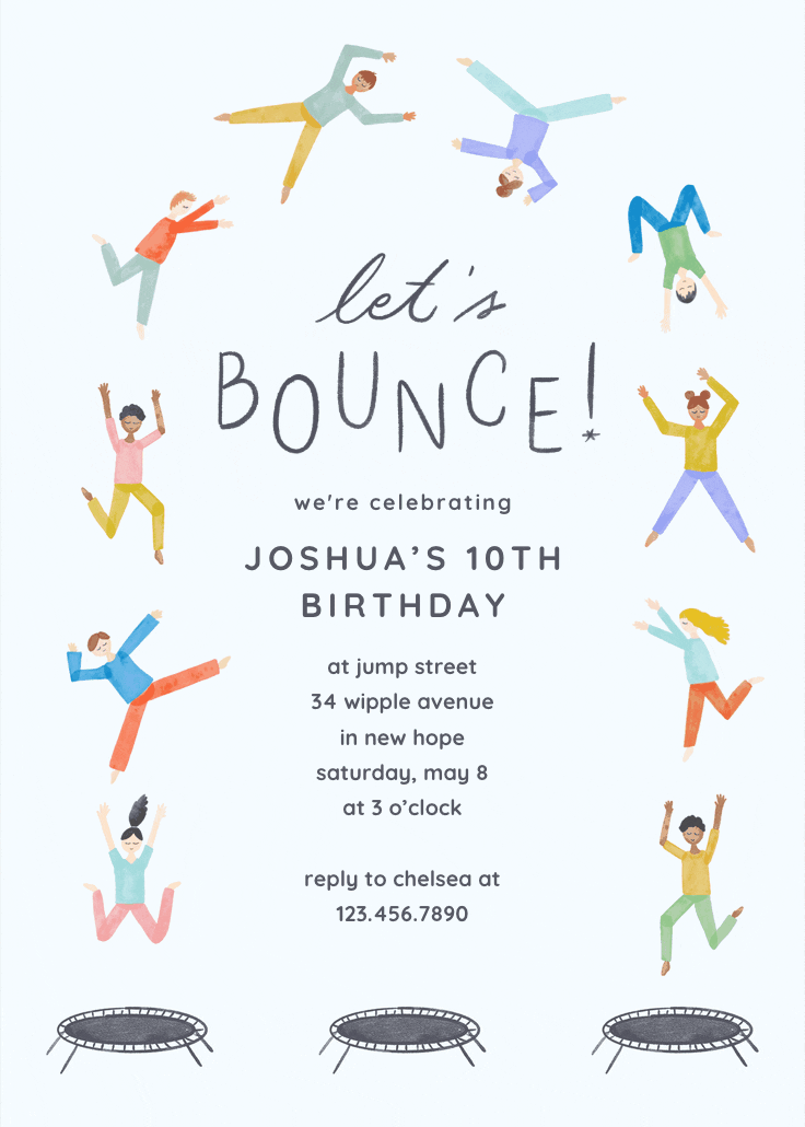 Jump birthday party - birthday invitation