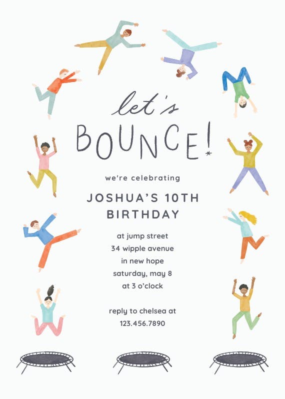 Jump birthday party - birthday invitation
