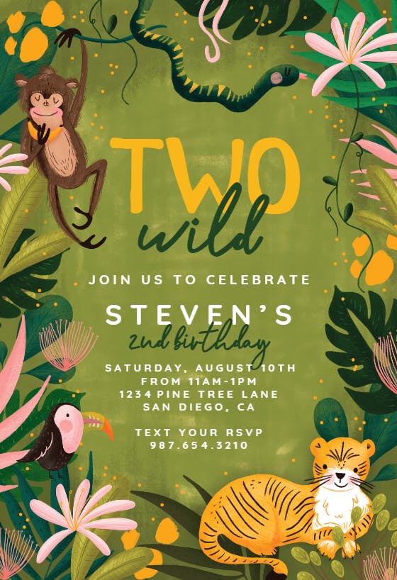 Jungle party -  invitación de cumpleaños