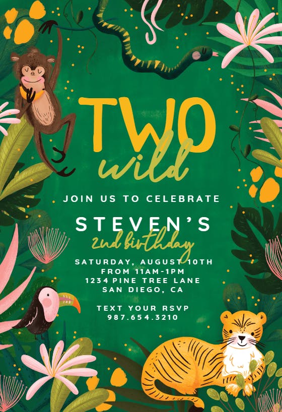 Jungle party -  invitación para fiesta