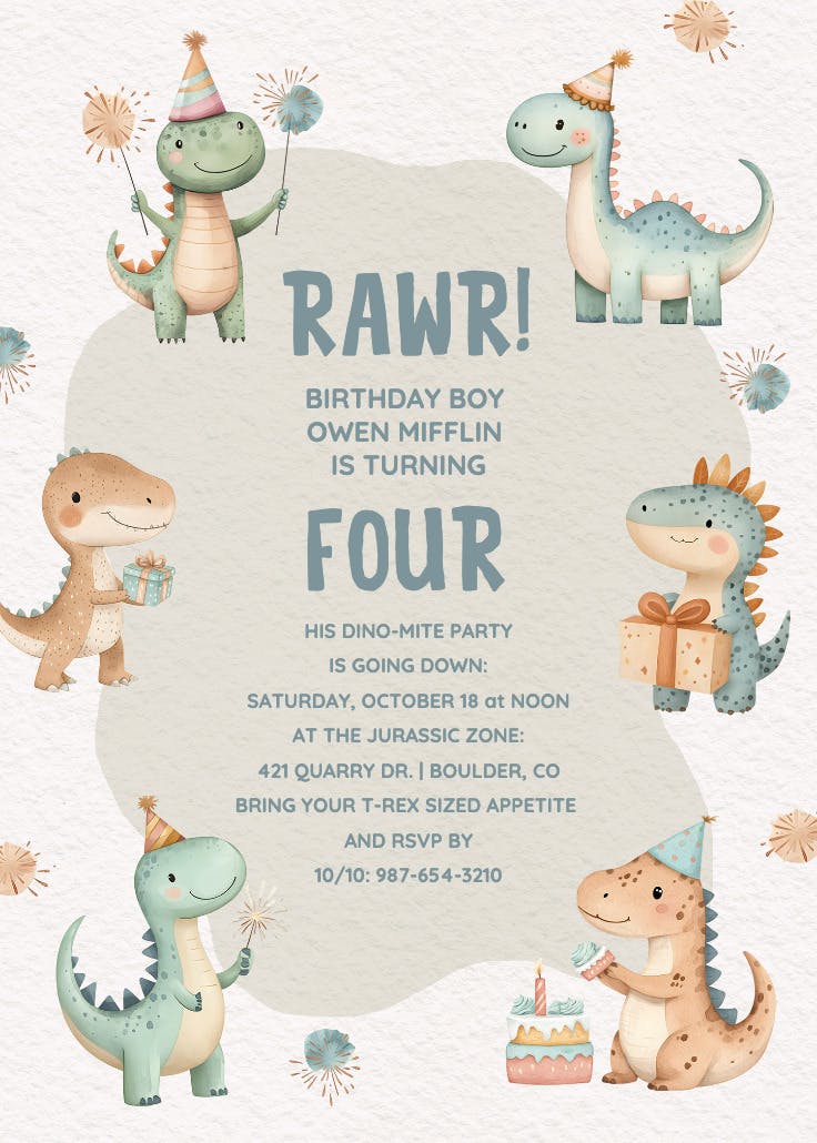 Jurassic balloons - invitation