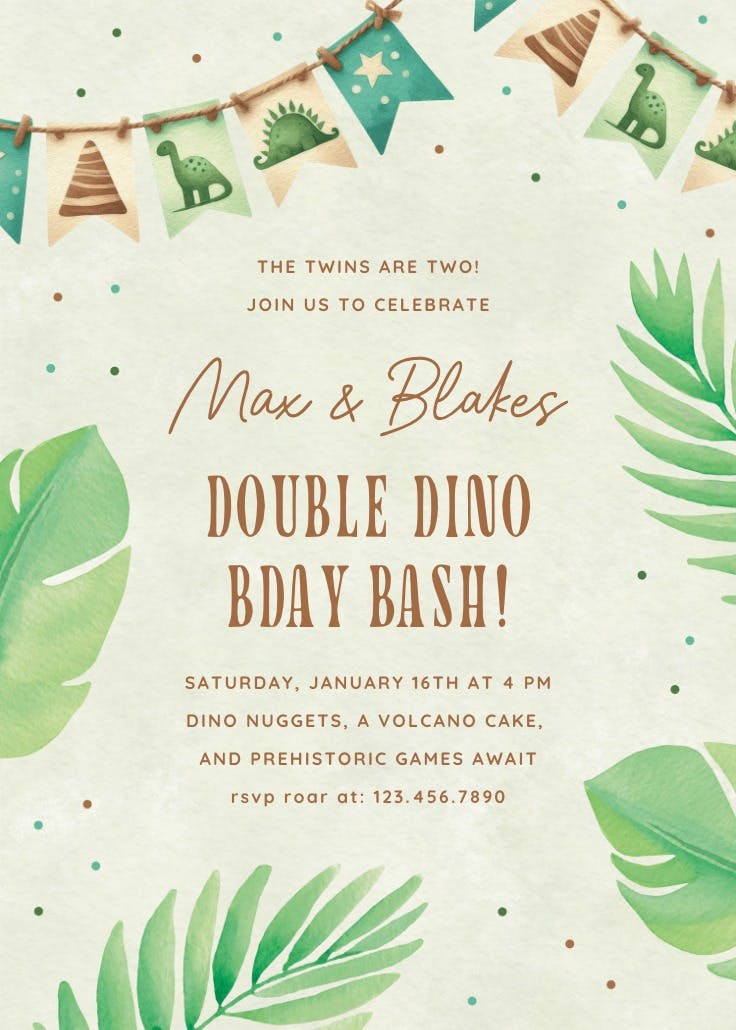 Jurassic jam - invitación de fiesta