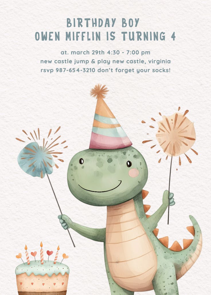 Jurassic party - invitation