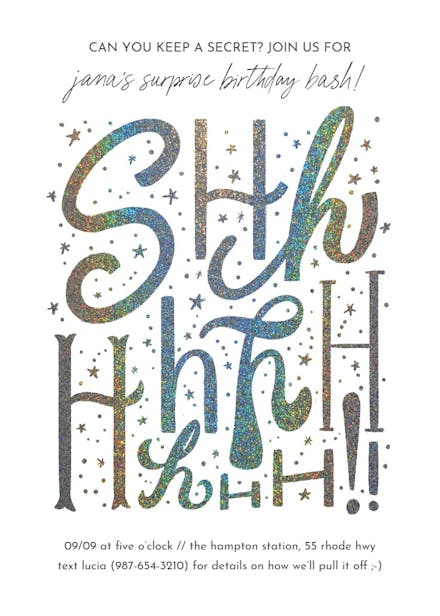 Keep a secret - birthday invitation